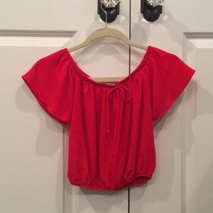 Red off shoulder top